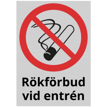 Skylt Rökfri vid entrén 148x210mm - Tingstad.com