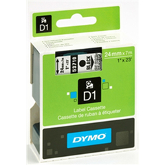 53713 TAPE DYMO D1 SORT/HVIT 24MM*