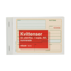 11214 Kvittensblock Esselte 50 sidor Med kopia A6
