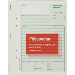 11223-1 Blankett Följesedel A5 med 2 kopior Esselte 3x50st