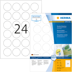 34476 Etikett HERMA Ø40mm Vit