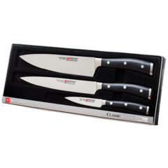 96011 Knivset Wüsthof Ikon 3-del - Kockkniv, brödkniv, skalkniv