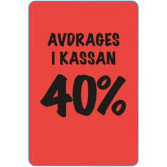 915466 Label Discount at Checkout 40% 20x30mm Flour Red