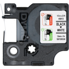 45013 Märkband Dymo D1 Svart/Vit 12mm