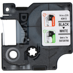 43613 Märkband Dymo D1 Sv/Vit 6Mm