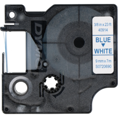 40914 TAPE DYMO D1 BLÅ/HVIT 9MM