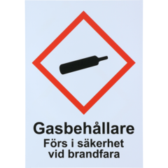 6705404 Skylt Varning Gasflaskor A4*