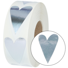 873807 Etikett Hjärta Silver Blank