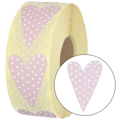 874009 Etikett Hjärta Prick Dov Rosa