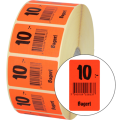 915407 Etikett Bageri 10:- 30x50mm flour röd