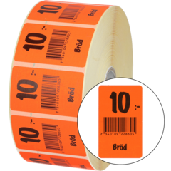 915414 Etikett brød 10 kr