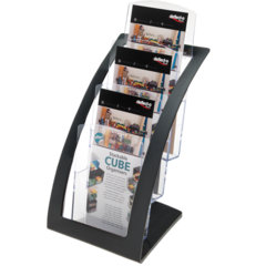 8311454 Akrylställ Broschyr 3 fack svart 1/3 A4