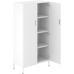TING4-3-481-W Bokhylla Med Dörrar Kontorsmiljö Låsbar Vit 162x80x40cm
