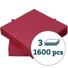 123305 Servett 3-Lag Vinröd 33x33cm