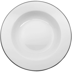 BLO227S Tallrik djup Blocho Kaszub Vit med svart rand 29cm