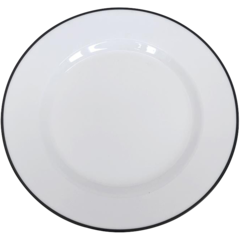 BLO230S Tallrik flat Blocho Kaszub Vit med svart rand 19cm