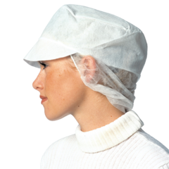 GB021000400 Keps/Skärmmössa "Snood-cap" Nonwoven Vit Granberg 0040