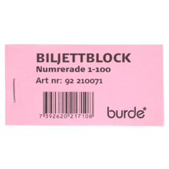 210071 Biljettblock 1-100 Rosa