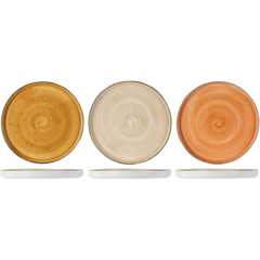1480026 BRISBANE DINNER PLATE D25,5CM 3 ASSH2.5CM - ORANGE-BROWN-BEI