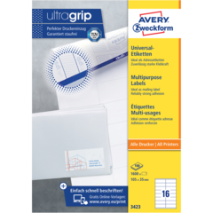 AN3423 Etikett Ultragrip Vit 105x35mm