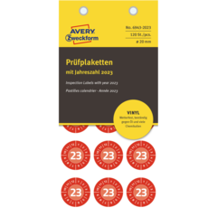 AN69432023 Etikett Inspektion Röd Ø 20mm