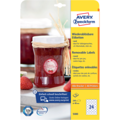 AN5080 ETIKETT VIT AVTAGBAR Ø40 mm