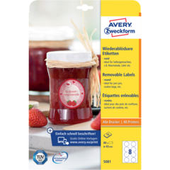 AN5081 ETIKETT VIT AVTAGBAR Ø65 mm