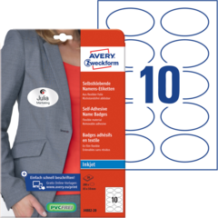 ANJ488220 Namnskyltar Rund Vit 85x50mm