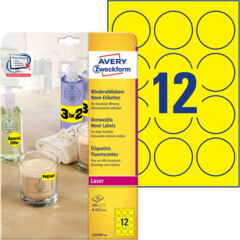 ANL7670Y25 Etikett Neon Gul Ø 63,5mm