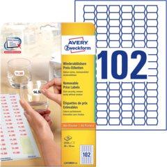 ANL3410REV25 Prisetikett Avery 26x16mm Avtagbara Vit