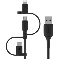CAC001BT1MBK Laddkabel Lightning, USB-C + Micro-USB 1m