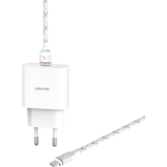 UNI10388 Laddare Unisynk USB-C till Lightning 20W Vit 2m