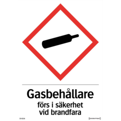 LUN566767306 Skylt Gasbehållare Systemtext 210x297mm