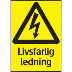 LUN566733762 Skylt Livsfarlig ledning Systemtext 105x148mm