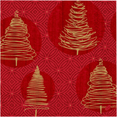 119194243 Duni 3-Ply Elegant Trees Red Napkin 40x40cm