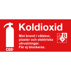 607043 Brandskylt Koldioxid CGS röd/vit vinyl 10x20cm