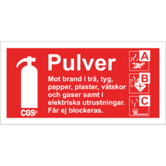 604044 Brandskylt Pulver CGS röd/vit vinyl 10x20cm