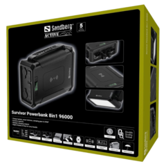 42078 Powerbank Sandberg Survivor 8in1 96000mAh svart