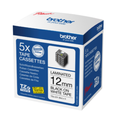 TZE231M5 Tejp 12Mmx8M Svart/Vit 5-Pack