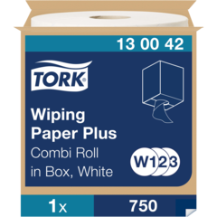157130042 Avtorkningspapper Tork Plus vit 2-lag W1/2/3