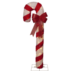 ST47524 Polkagris Ljusdekoration Vit/Röd 1,2m