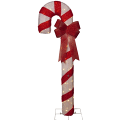 ST47525 Polkagris Ljusdekoration Vit/Röd 1,5cm