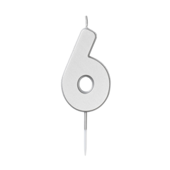 HED202277 Nummerljus 6, Silver, 6,5x4cm