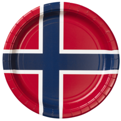 HED202460 DH95 Pappertallrik Norsk Flagg