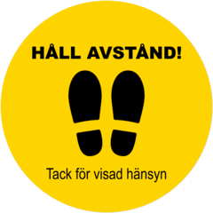 SKMX168 Golvdekal HÅLL AVSTÅND Gul Ø400mm