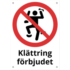 SKMX85 Skylt Klättring förbjudet 210x297mm