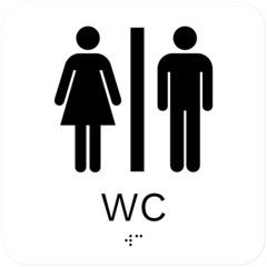 SKMX139 Skylt Taktil WC Vit 150x150mm