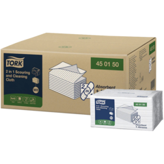 157450150 2 i1 Skrubb- och Rengöringsduk Tork W8 19,3x15cm Vit