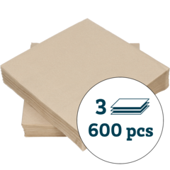 227710 Serviett 3-lag brun 40x40cm