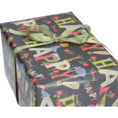 FP4406203 Gavepapir Happy mørkegrå